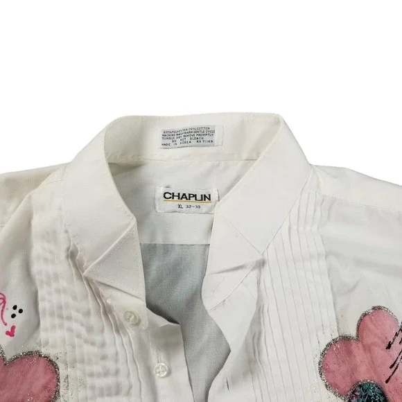 Vintage 90s Tuxedo Shirt Chaplin White Hearts Embellishment Womens Size 2X /3X - Picture 16 of 16